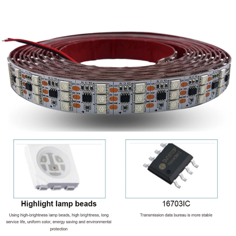 DC12V WS2811 High Brightness Addressable LED Strip Light, 144 LEDs/M, 16.4ft/5M Triple Row 5050 RGB Flexible LED Strips DC12V WS2811 High Brightness Addressable LED Strip Light, 144 LEDs/M, 16.4ft/5M Triple Row 5050 RGB Flexible LED Strips